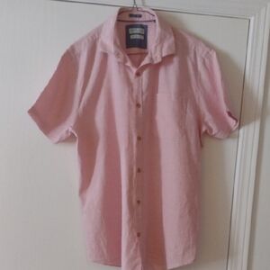 Men's Linen Blend Short Sleeve Shirt Ptp 23"